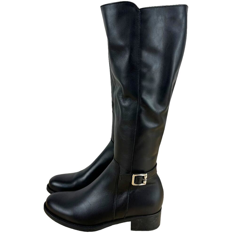La Canadienne NWOB Silvana Italian Leather Knee High Boot Black Size 6M Buckle